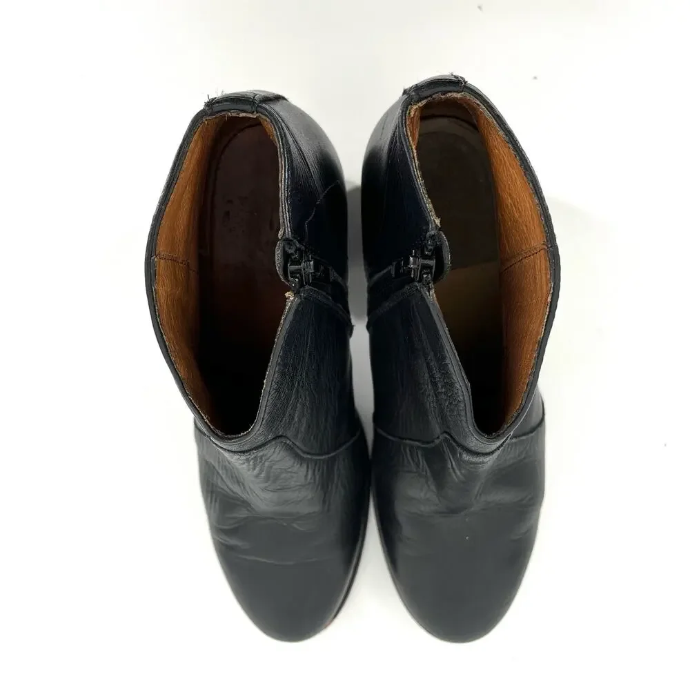 Women FRYE‎ Black Leather Nora Omaha Western Ankle Boot (7B)
